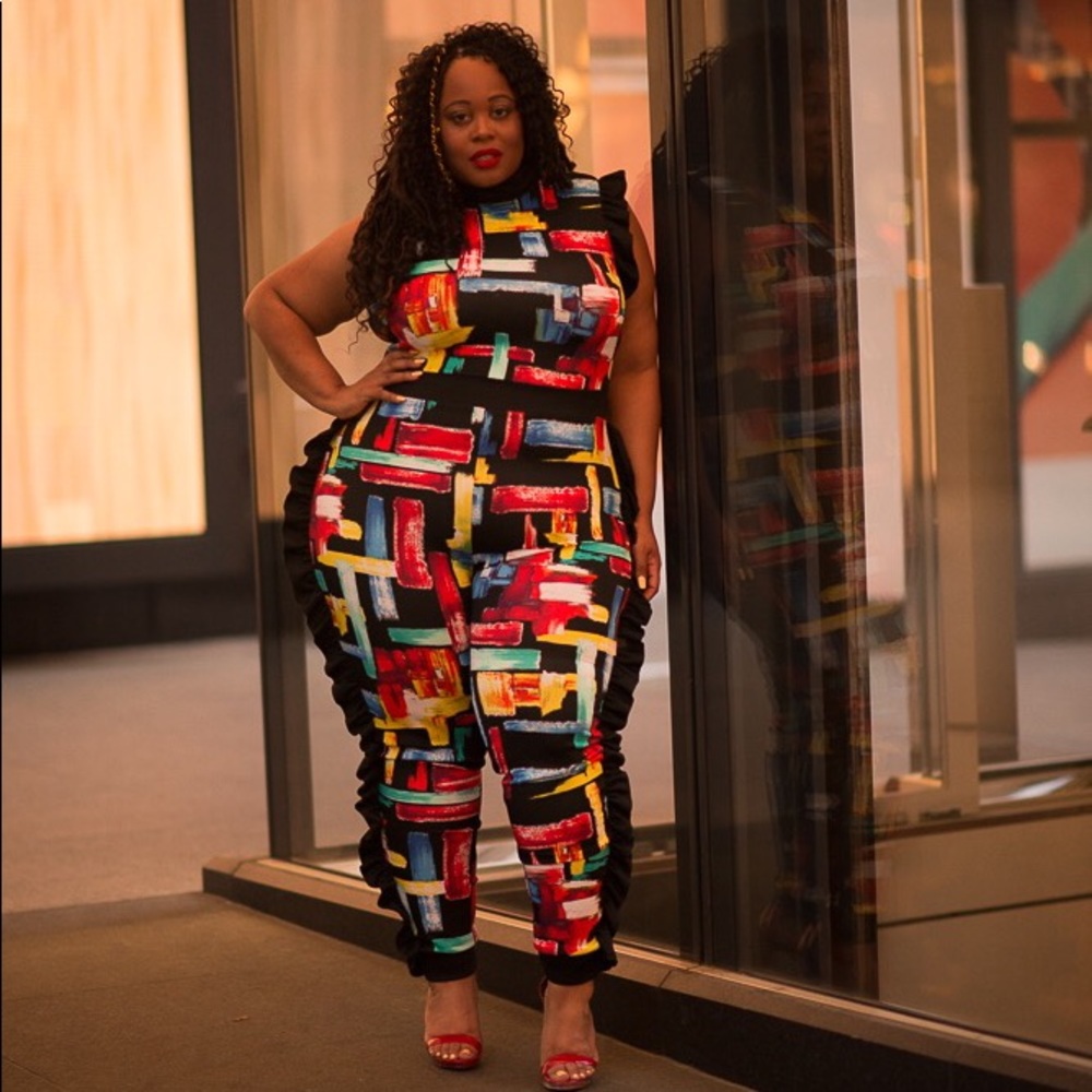 Fin tail jumpsuit in Multi Print